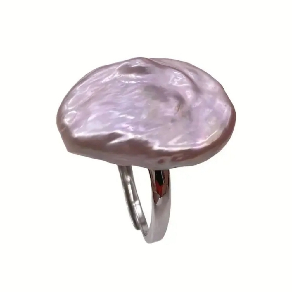 French Romantic Ring Inlaid Irregular Freshwater Pearl Luxury Jewlery.